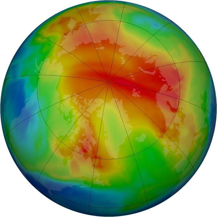 Arctic ozone map for 16 January 2013